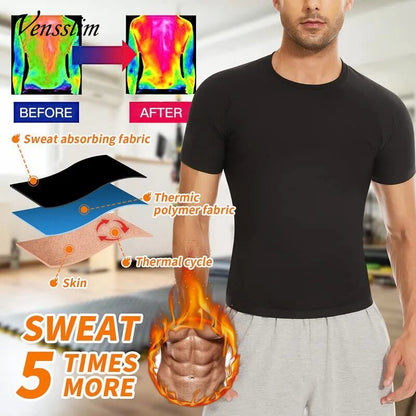 Vensslim Men Workout Fat Burner Vest, Sauna Suit Sweat Heat Trapping, Slimming Body Shaper Tank Top, Waist Trainer Fit