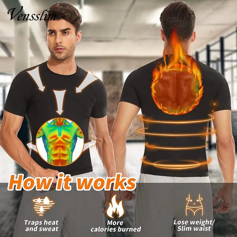 Vensslim Men Workout Fat Burner Vest, Sauna Suit Sweat Heat Trapping, Slimming Body Shaper Tank Top, Waist Trainer Fit