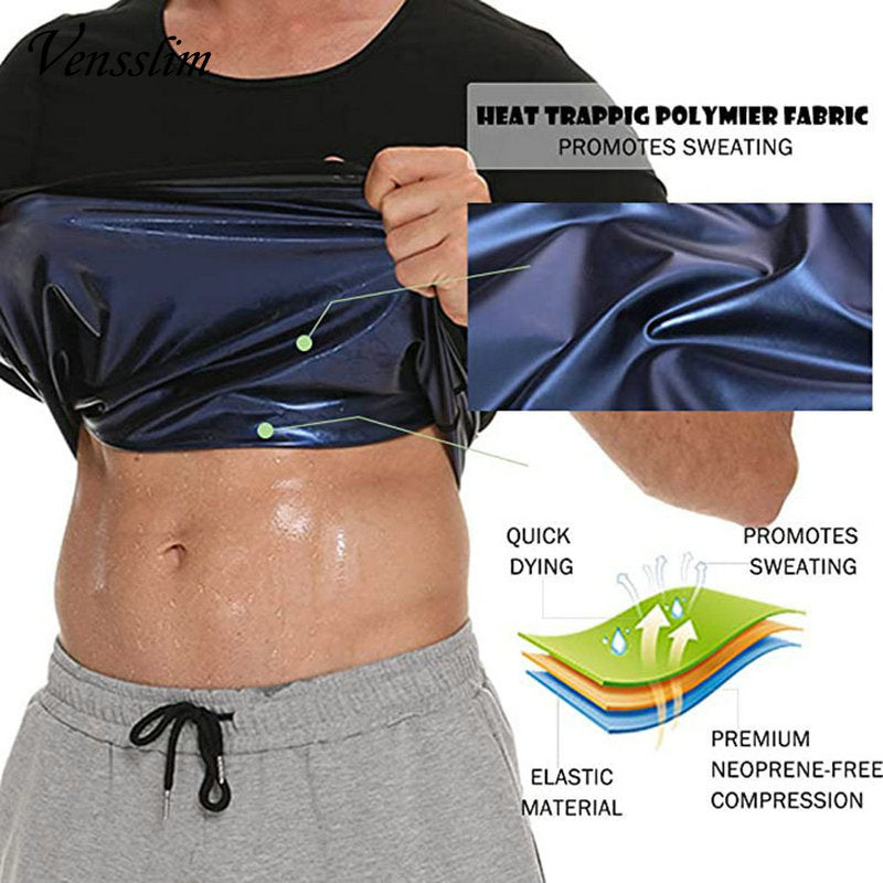 Vensslim Men Workout Fat Burner Vest, Sauna Suit Sweat Heat Trapping, Slimming Body Shaper Tank Top, Waist Trainer Fit