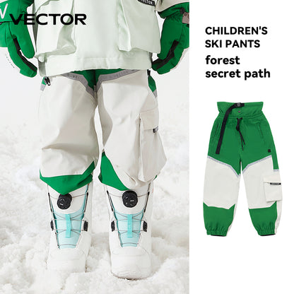VECTOR Children Winter Ski Pants, Outdoor Warm Waterproof Snow Trousers, Windproof Snowboarding Pants for Girls
