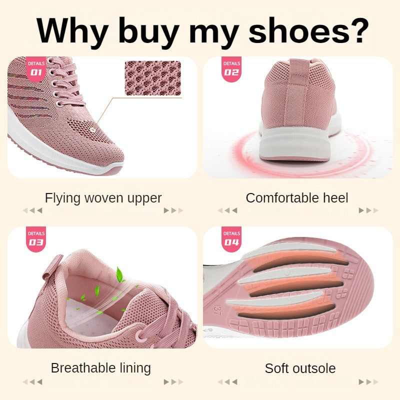 Spring Female Shoes New Womens Shoes Soft Sole Breathable Running Shoes Fashion Trend Lace Up Sport 4
