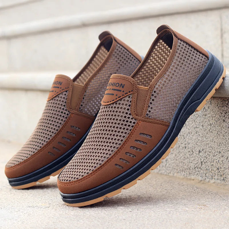 Mens Summer Breathable Mesh SlipOn Shoes Lightweight Canvas Comfort Shoes For Dad  Elderly Orthoped 2