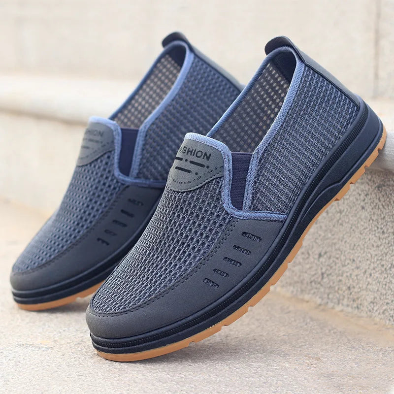 Mens Summer Breathable Mesh SlipOn Shoes Lightweight Canvas Comfort Shoes For Dad  Elderly Orthoped 1