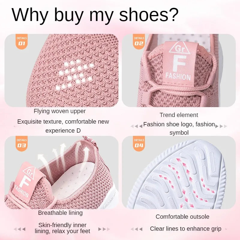Women Casual Shoes Fashion, Breathable Walking Mesh Flat Shoes Sneakers, Gym Vulcanized Shoes, Purple Female Footwear