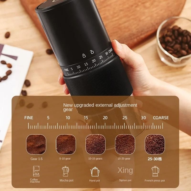 Portable Electric Manual Coffee Bean Grinder 30 Adjustable Gears Rechargeable Burr Grinder For Espr 4