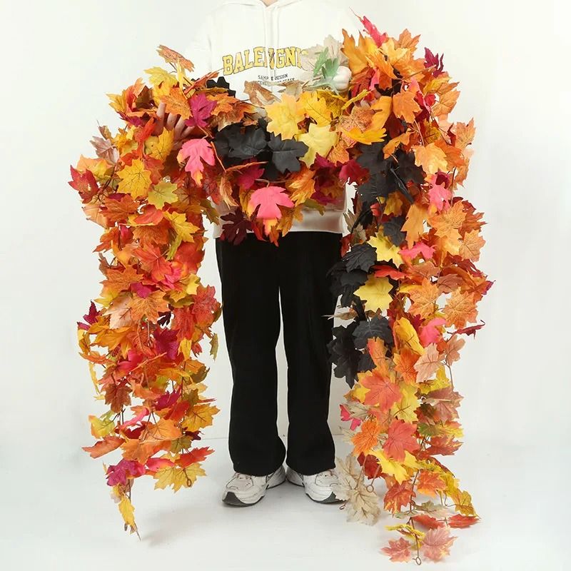 70.9 inch Autumn Artificial Maple Leaf Vine Hanging Garland Decoration for Home Garden Halloween Christmas