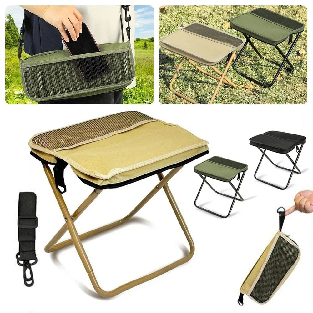 Foldable Backpack Stool Portable Camping Chair Lightweight Outdoor Fishing Travel Seat