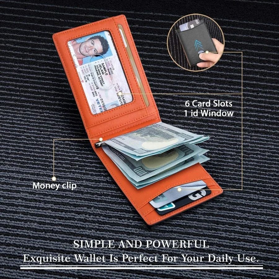 Synthetic Leather Slim Smart Wallet For Men Credit Card Holder Money Clip 3