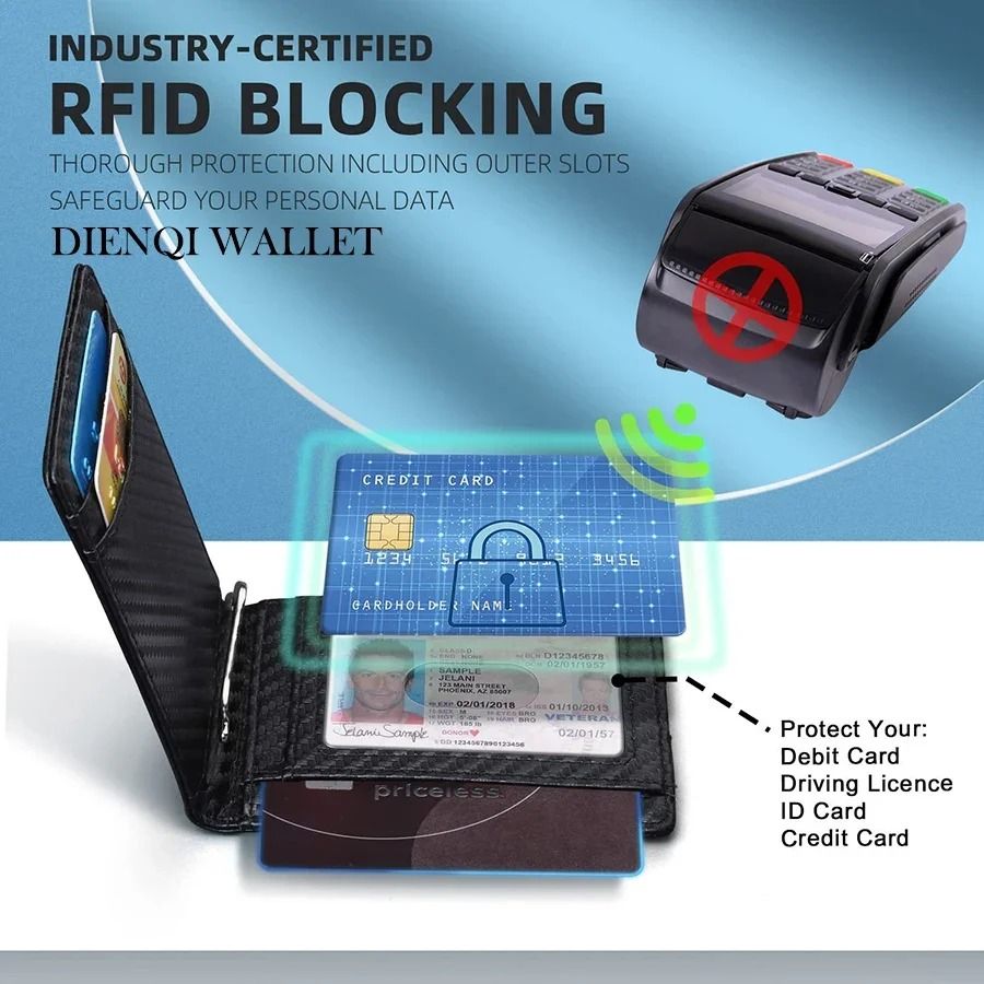 Synthetic Leather Slim Smart Wallet For Men Credit Card Holder Money Clip 5