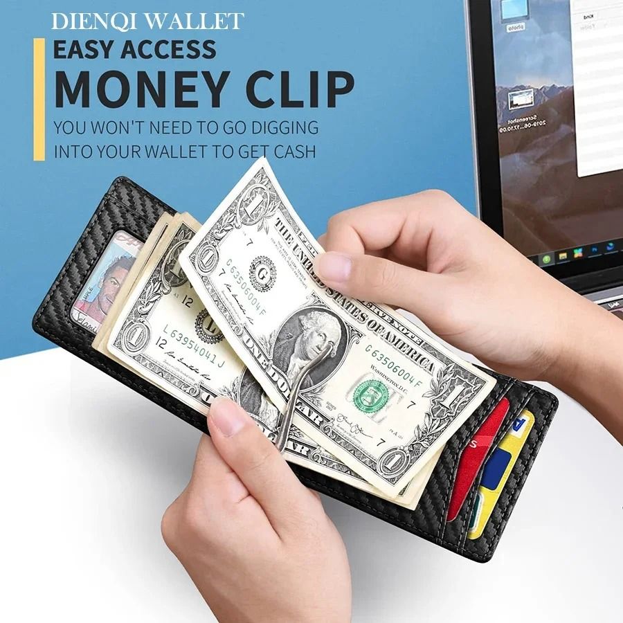 Synthetic Leather Slim Smart Wallet For Men Credit Card Holder Money Clip 6