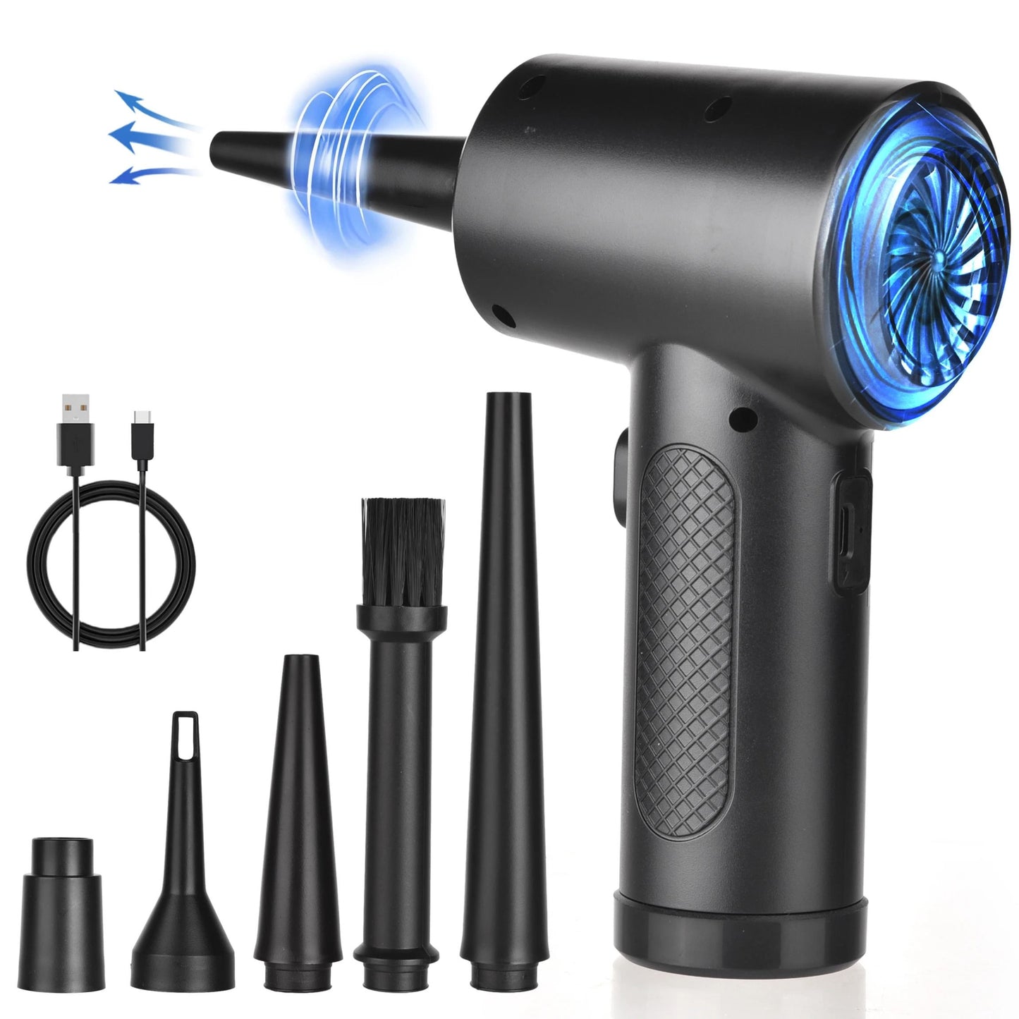 Portable Air Duster Cordless Compressed Air Blower with LED Light for Computer and Keyboard Cleani