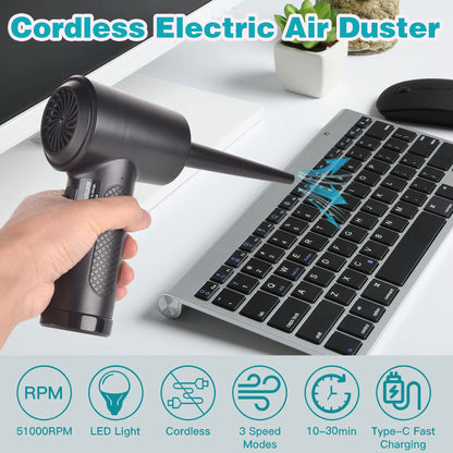 Portable Air Duster Cordless Compressed Air Blower With LED Light For Computer And Keyboard Cleani 2