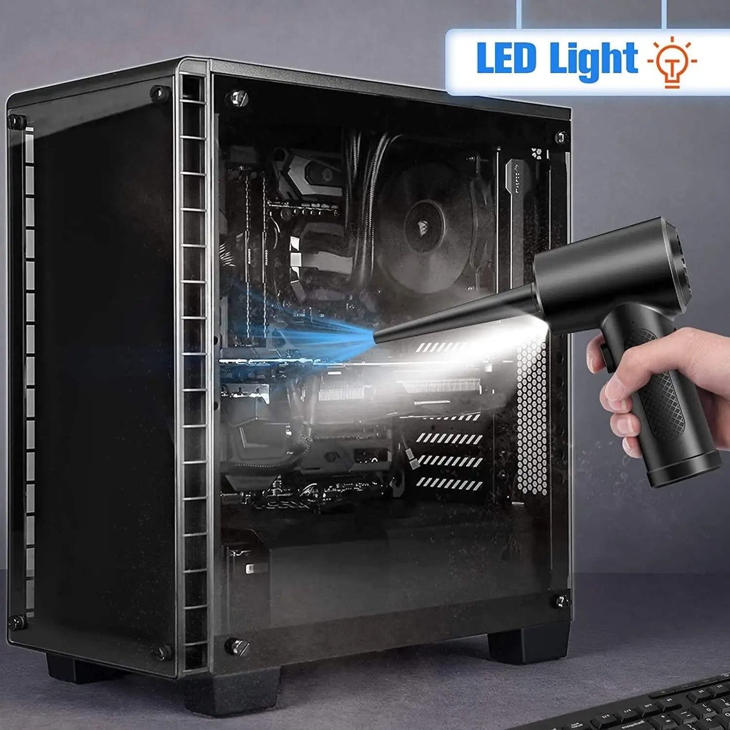 Portable Air Duster Cordless Compressed Air Blower With LED Light For Computer And Keyboard Cleani 4
