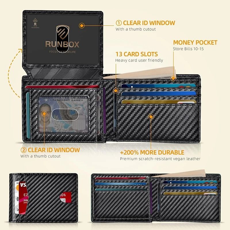 Mens Ultra Thin Rfid Leather Wallet With ID Window And Multi Card Slots 1