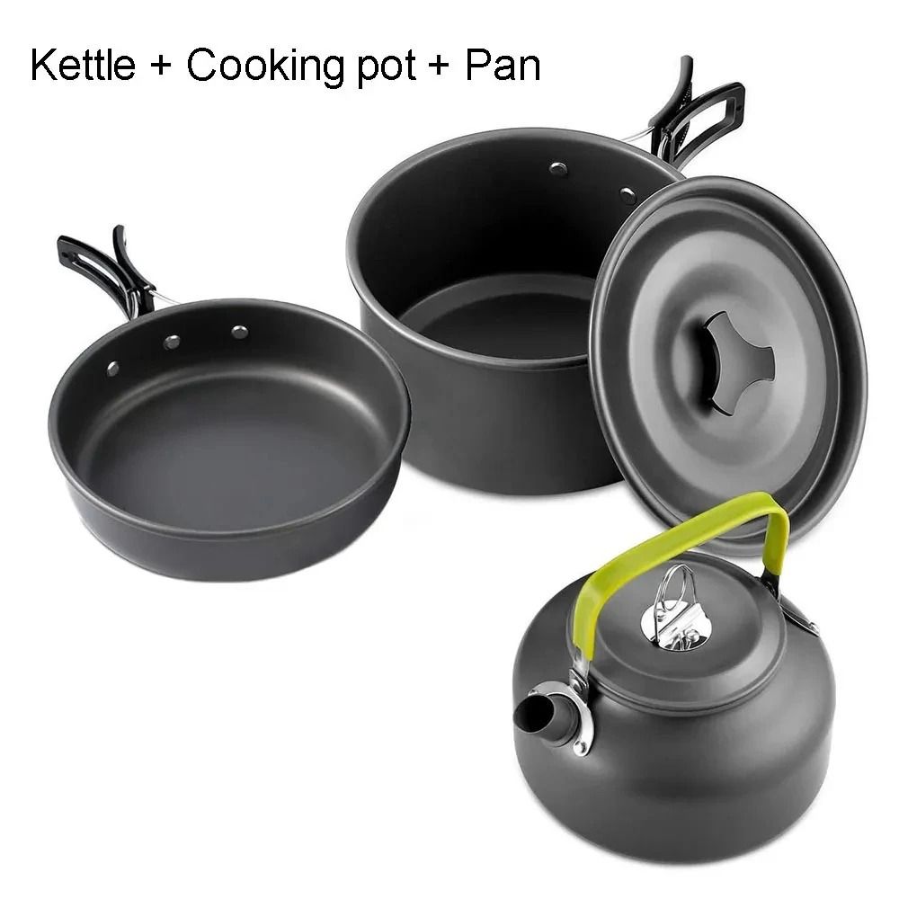 Camping Cookware Set Outdoor Cooking Pots Pans Teapot Travel Tableware For 2 To 3 People 13