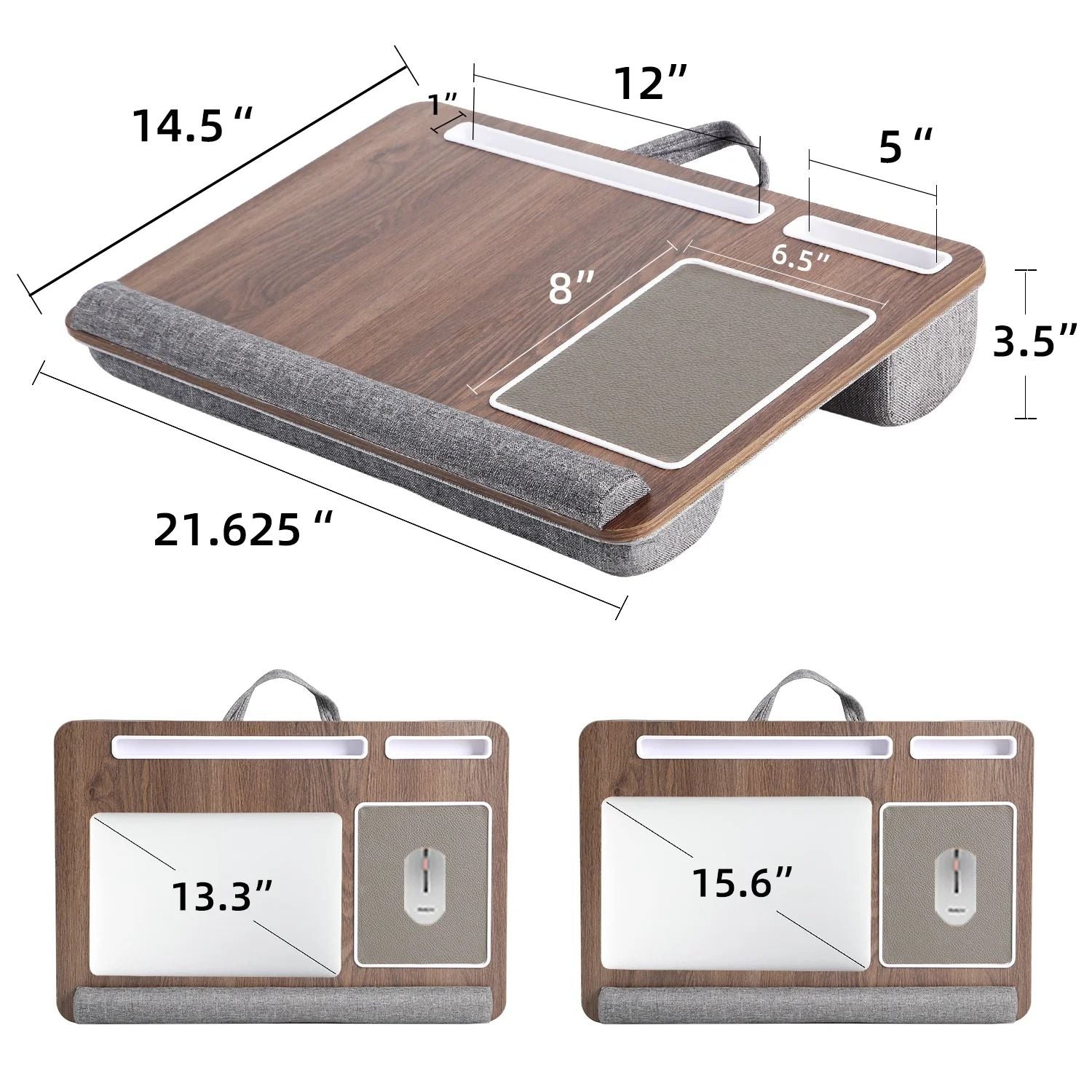 Multi Purpose Laptop Desk With Double Groove Design And Portable Mouse Pad For Sofa Or Bedroom 6