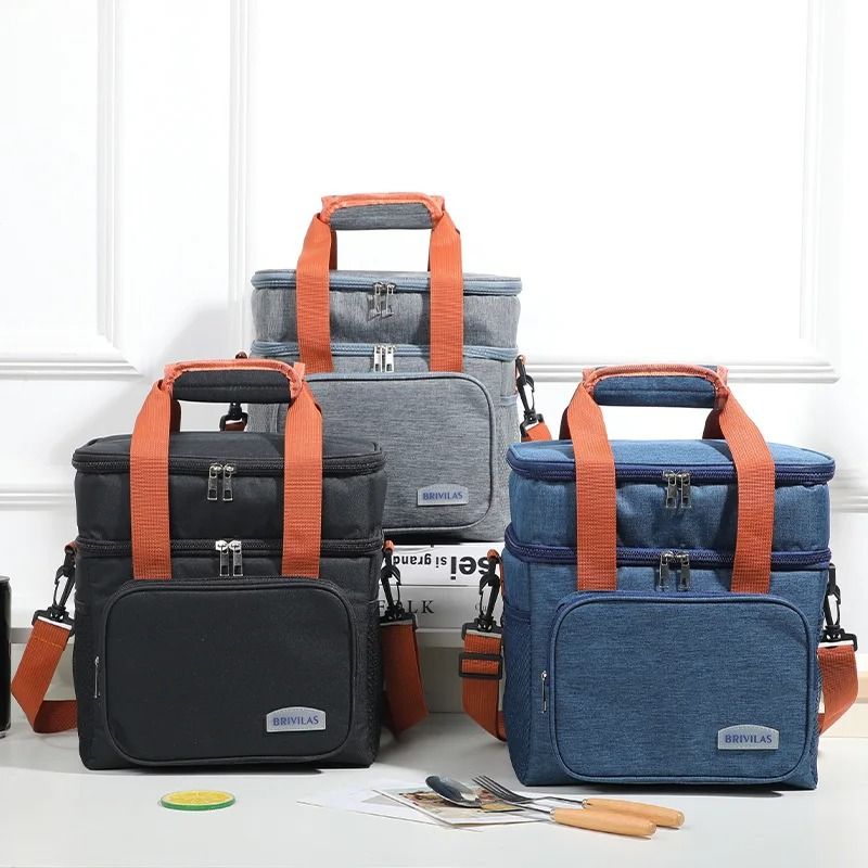 Double Layer Lunch Bag Large Capacity Insulated Cooler Tote 1
