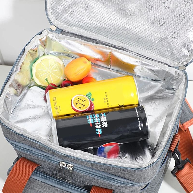 Double Layer Lunch Bag Large Capacity Insulated Cooler Tote 4