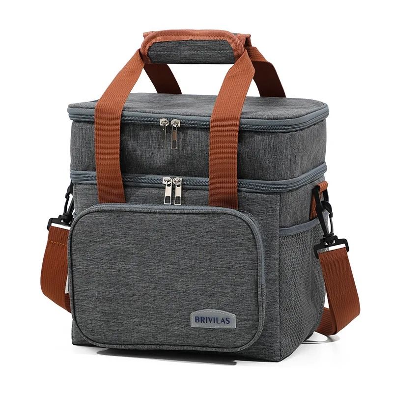 Double Layer Lunch Bag Large Capacity Insulated Cooler Tote 6
