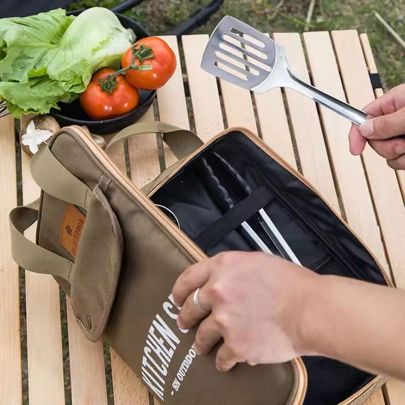 8pcs Camping Kitchen Cookware Set Portable Outdoor Travel Utensils Stainless Steel Cooking And Gril 4