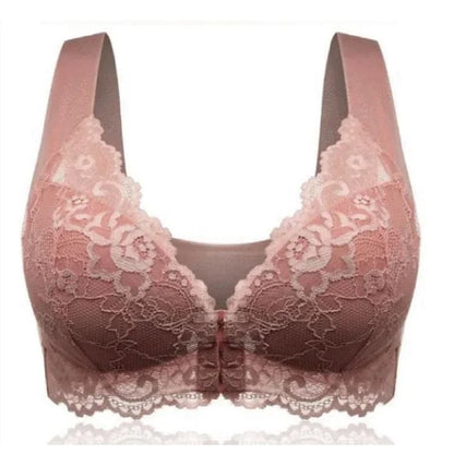 Front Buckle Lace Bra Comfortable Wireless Plus Size Lingerie for Women