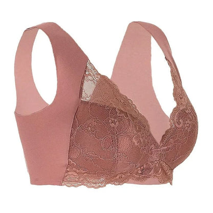 Front Buckle Lace Bra Comfortable Wireless Plus Size Lingerie For Women 2