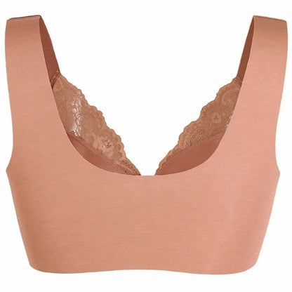 Front Buckle Lace Bra Comfortable Wireless Plus Size Lingerie For Women 3