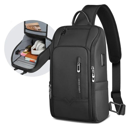 Waterproof Anti Theft Crossbody Shoulder Bag with USB Charging for Men