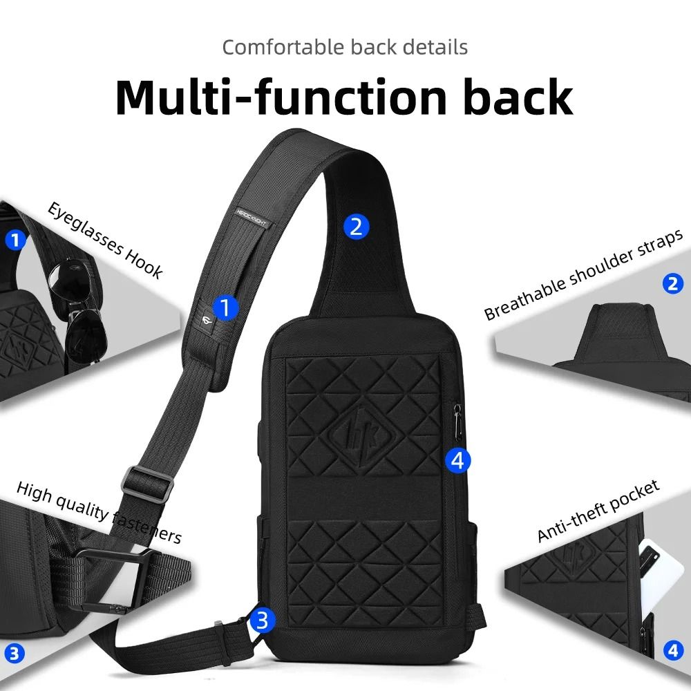 Waterproof Anti Theft Crossbody Shoulder Bag With USB Charging For Men 1