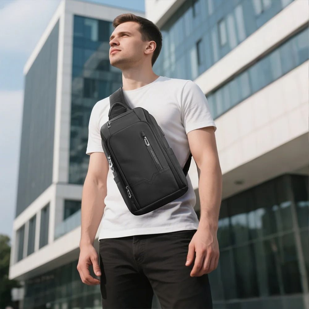 Waterproof Anti Theft Crossbody Shoulder Bag With USB Charging For Men 2