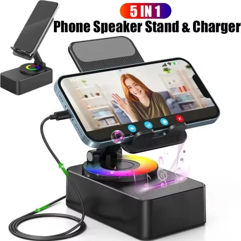Bluetooth Speaker Power Bank Phone Holder 5 In 1 Portable Wireless Device 1