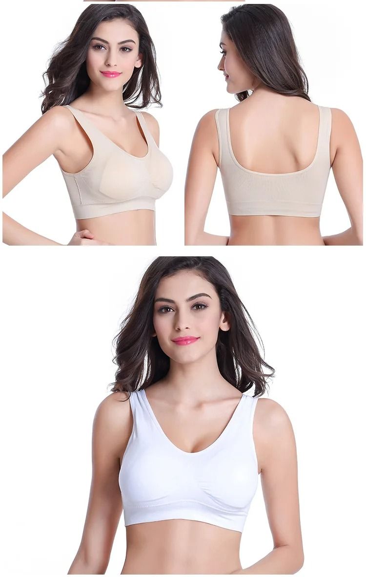 3 Piece Seamless Sports Bra Set With Removable Pads Wireless Plus Size Yoga Fitness Bra 2