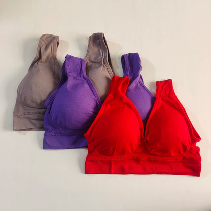 3 Piece Seamless Sports Bra Set With Removable Pads Wireless Plus Size Yoga Fitness Bra 5