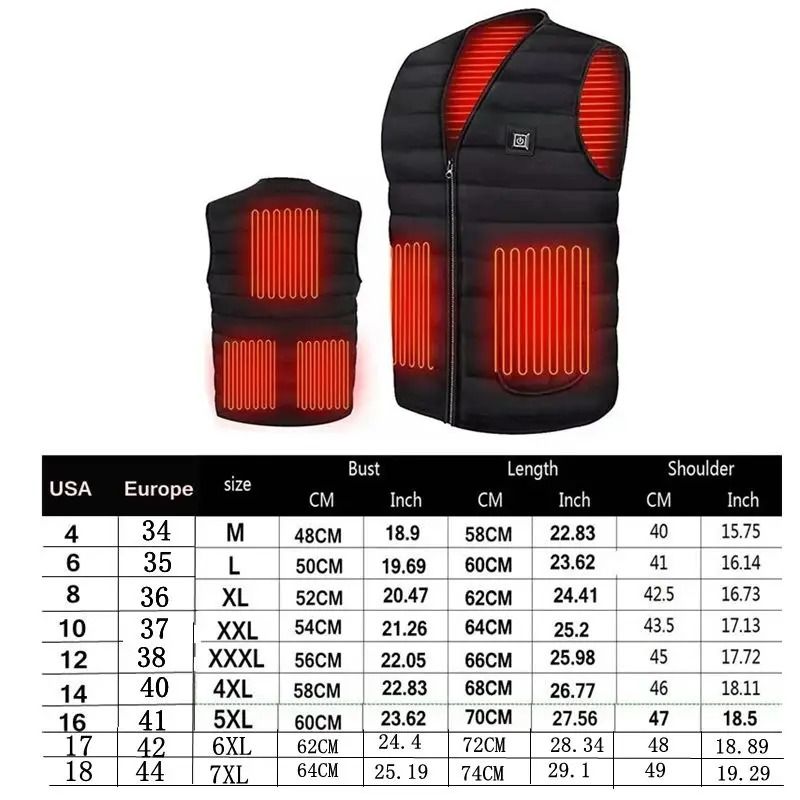 Smart Heating Thermal Cotton Vest With 5 Or 9 Heating Zones For Men And Women 5