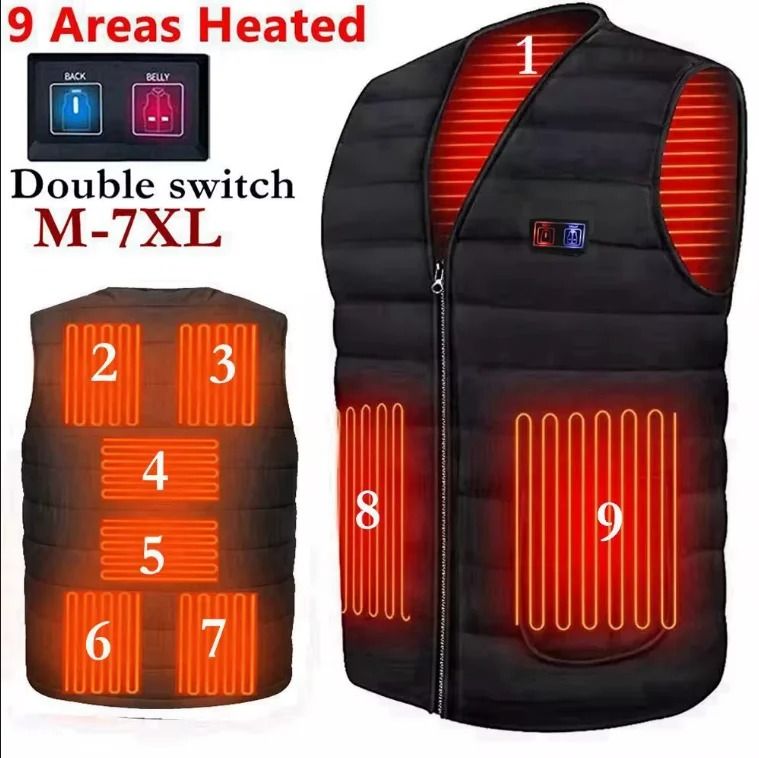 Smart Heating Thermal Cotton Vest With 5 Or 9 Heating Zones For Men And Women 8