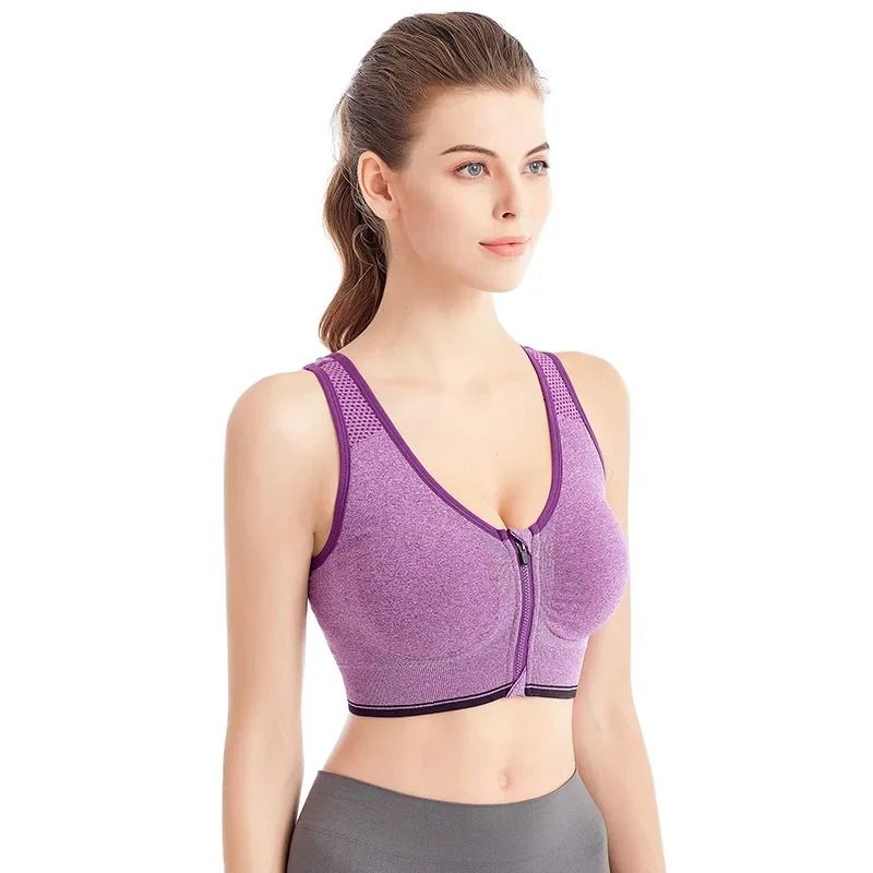 Front Zipper Shockproof Sports Bra For Women Yoga Running And Fitness Bralette 3