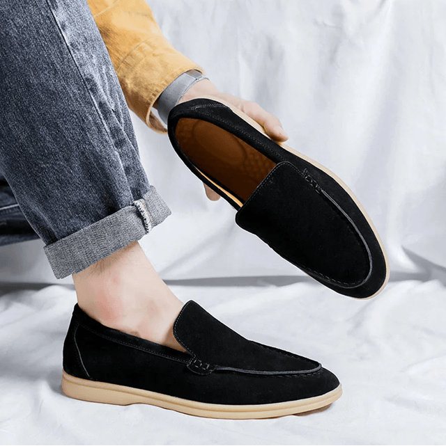 Classic Genuine Leather Mens Loafers Comfortable Suede Driving Shoes 2