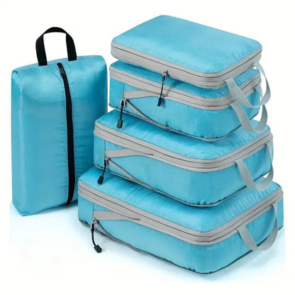 Travel Compression Packing Cubes Set Foldable Luggage Organizer Bags 13