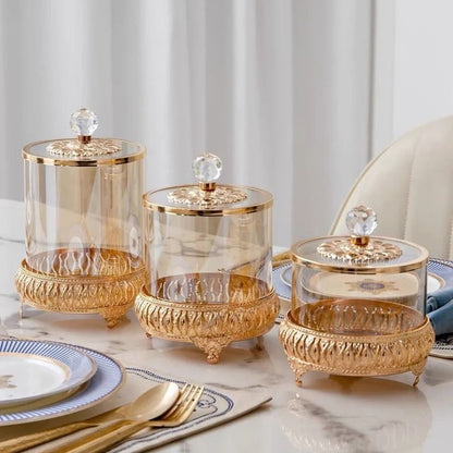 European Style Luxury Glass Candy Jar Decorative Storage Jar
