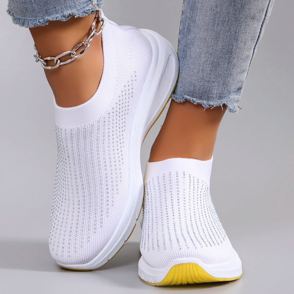 Lightweight Breathable Slip On Womens Casual Sports Shoes Flat Walking Sneakers 1