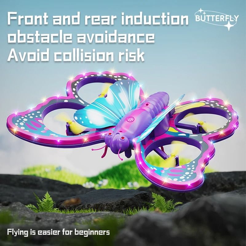 V40 Glitter Butterfly Mini RC Drone With 24GHz Gravity Control  LED Lights Toy 1