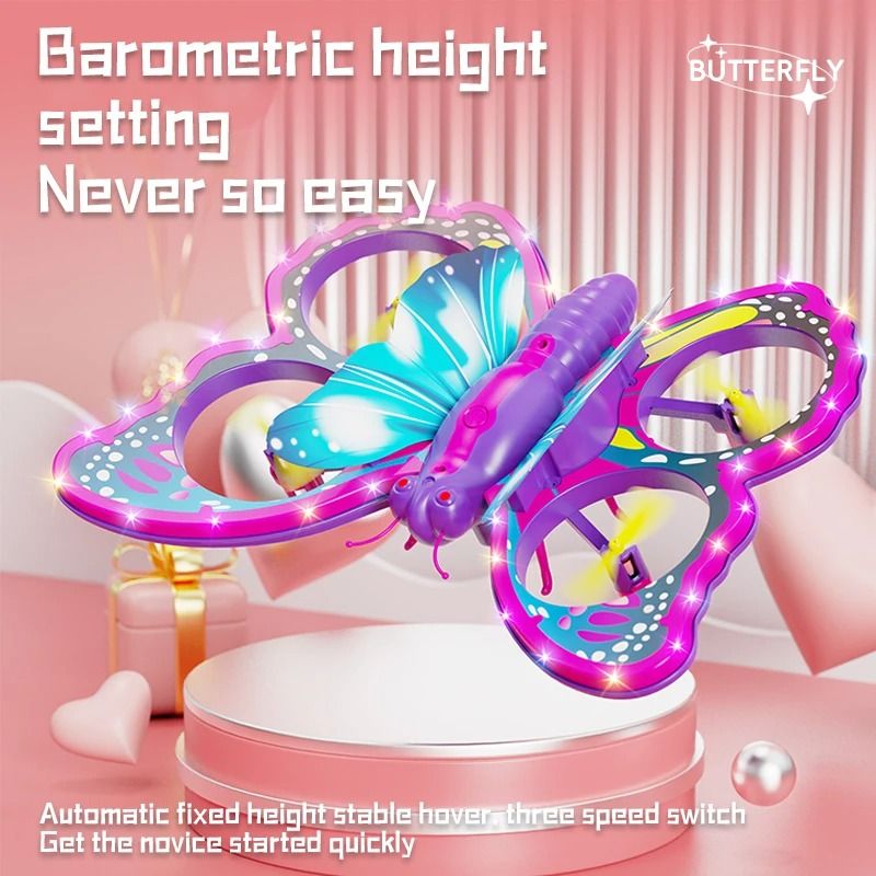 V40 Glitter Butterfly Mini RC Drone With 24GHz Gravity Control  LED Lights Toy 2