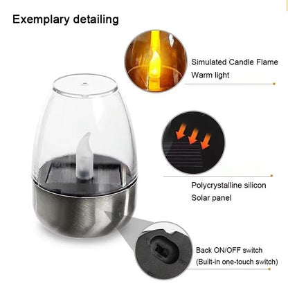 LED Stainless Steel Solar Candle Light  Outdoor Patio  Garden Decorative Solar Lantern For Lawn Dec 4