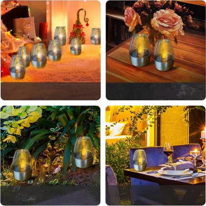 LED Stainless Steel Solar Candle Light  Outdoor Patio  Garden Decorative Solar Lantern For Lawn Dec 5