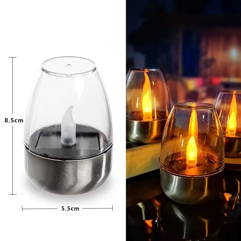 LED Stainless Steel Solar Candle Light  Outdoor Patio  Garden Decorative Solar Lantern For Lawn Dec 6
