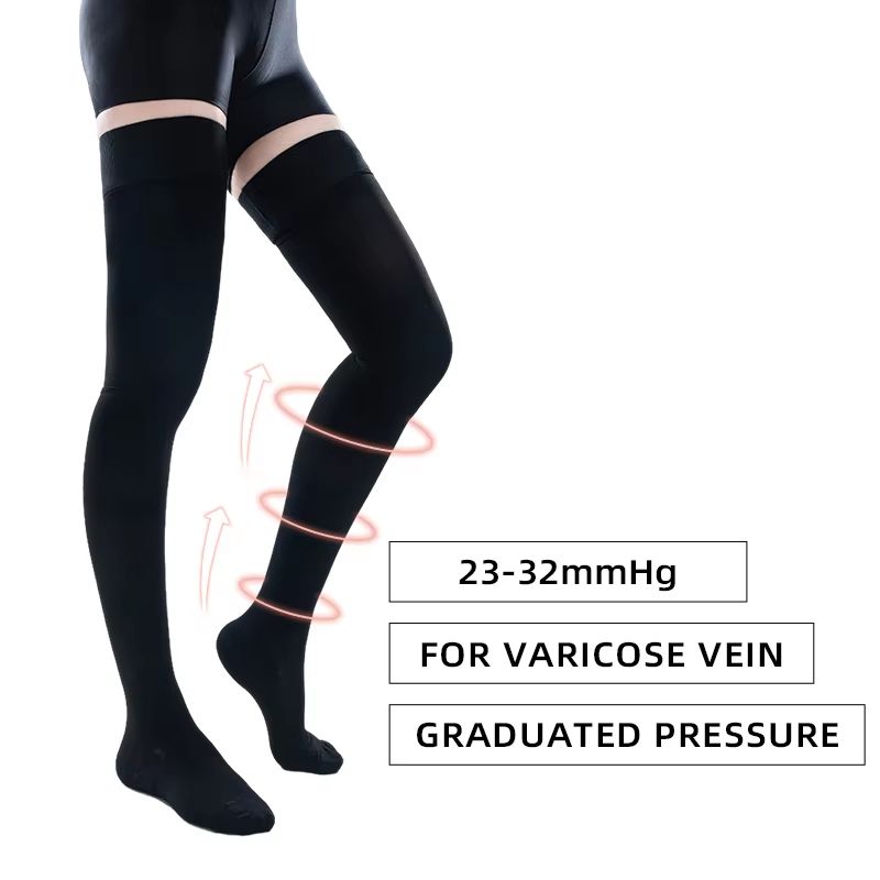 Medical Compression Stockings 20–30mmHg – Graduated Pressure Thigh-High Socks for Varicose Veins, Edema & Swelling Relie
