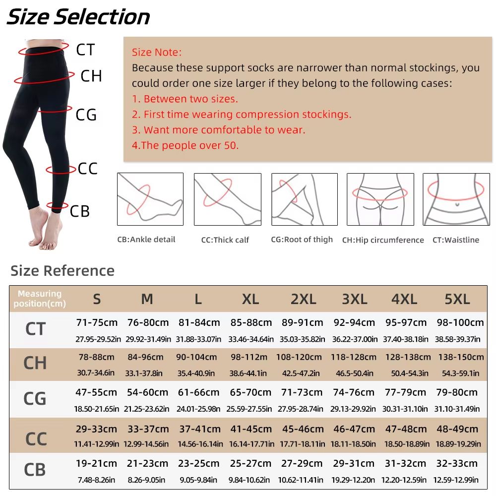 2030mmHg Womens Compression Pantyhose  Footless Medical Stockings For Varicose Veins  Graduated Sup 1