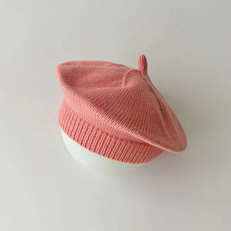Fashion Cute Baby Knitted Beret Hat Solid Color Winter Cap For Kids Autumn  Outdoor Bonnet Accessor 8
