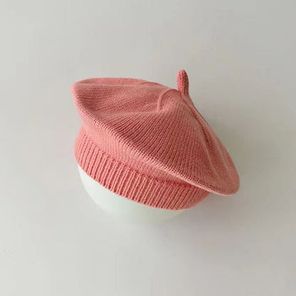Fashion Cute Baby Knitted Beret Hat Solid Color Winter Cap For Kids Autumn  Outdoor Bonnet Accessor 8