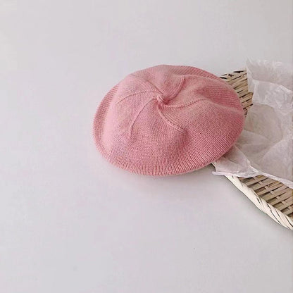 Fashion Cute Baby Knitted Beret Hat Solid Color Winter Cap For Kids Autumn  Outdoor Bonnet Accessor 12